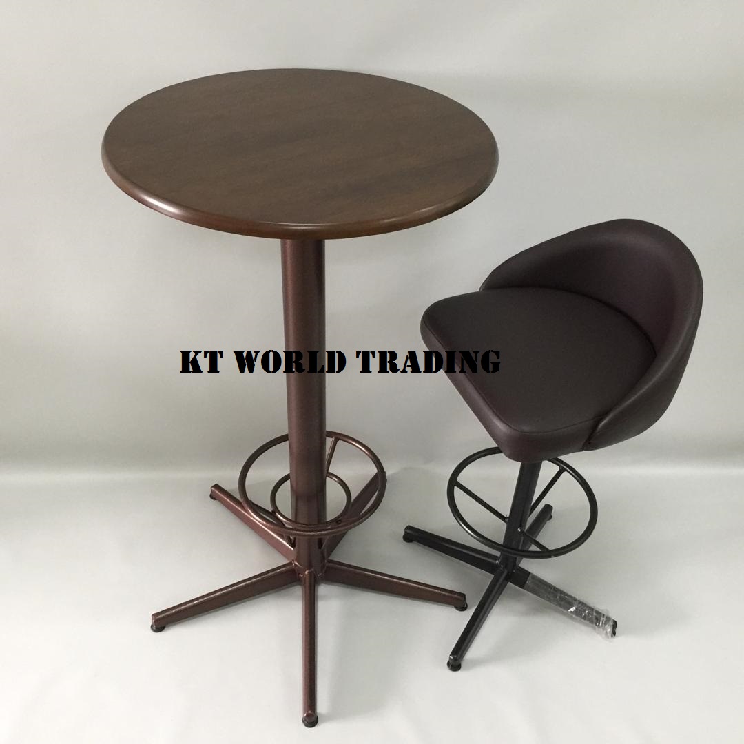 Bar Stool KT-E782E & Bar Table (Solid Rubber-Wood) KT-VBT(R)